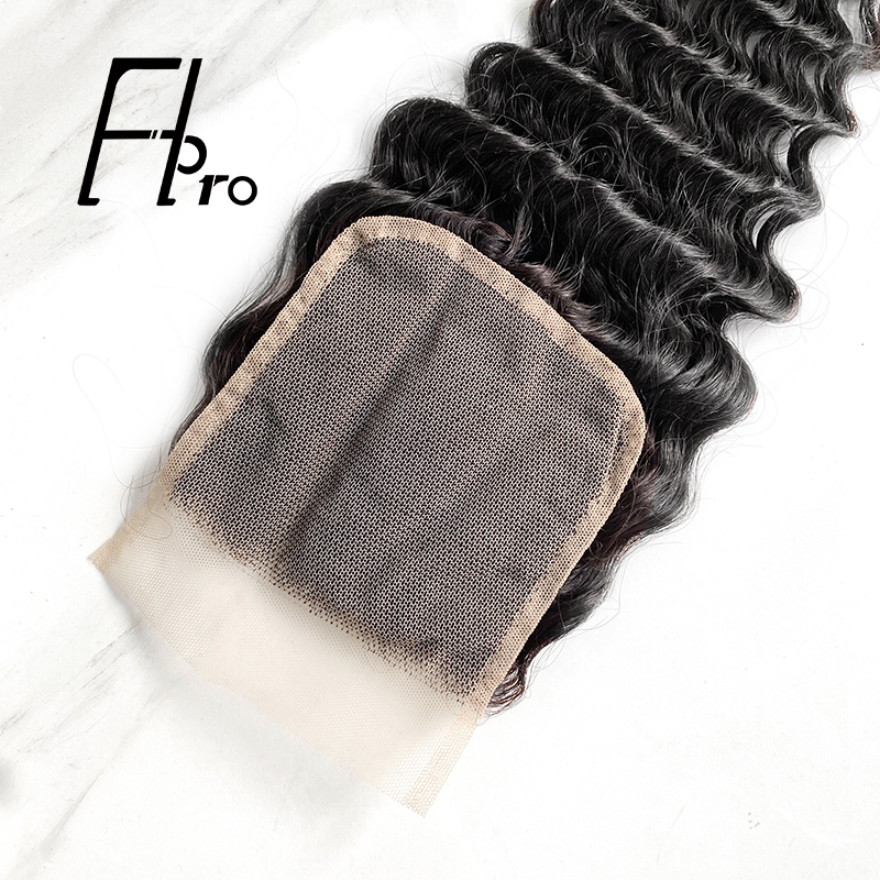 High Quality 4x4 Transparent Lace Closure Deep Wave Natural Hair Line